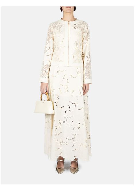 Gonna midi svasata con ricami in bianco ELie Saab - donna ELIE SAAB | SK121NR25COE04OFFWHT